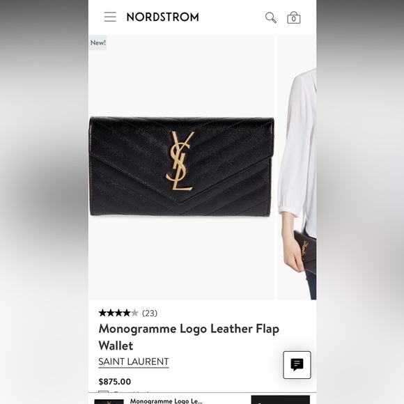 Saint Laurent Monogramme Leather Flap Wallet with goldtone. - Picture 6 of 6